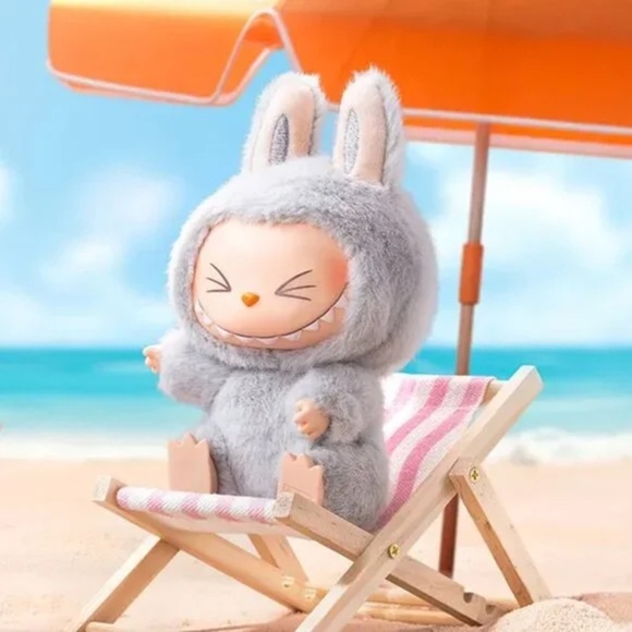 [NEW] POP MART Labubu Have a Seat Vinyl Plush Keychain Blind Box Hehe Gray - Picture 2 of 12